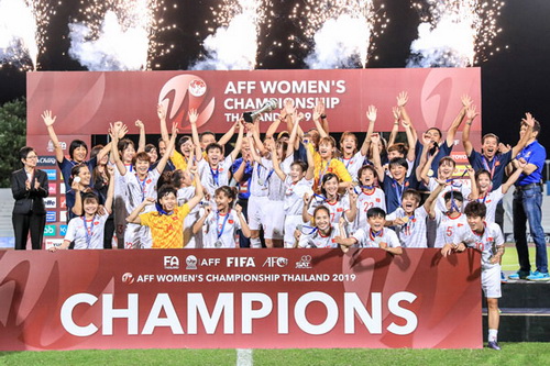 Giành ngôi vô địch bóng đá nữ Đông Nam Á 2019, Đội tuyển nữ Việt Nam được thưởng 1,33 tỷ đồng. Nguồn: VFF